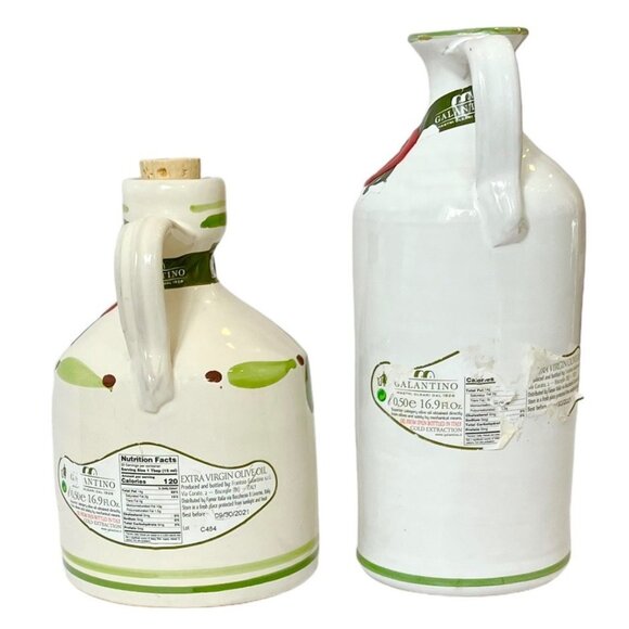 SET 2 VTG Galantino Extra Virgin Olive Oil Jug RARE TRANI CATHEDRAL + Olio-Empty - Picture 15 of 16